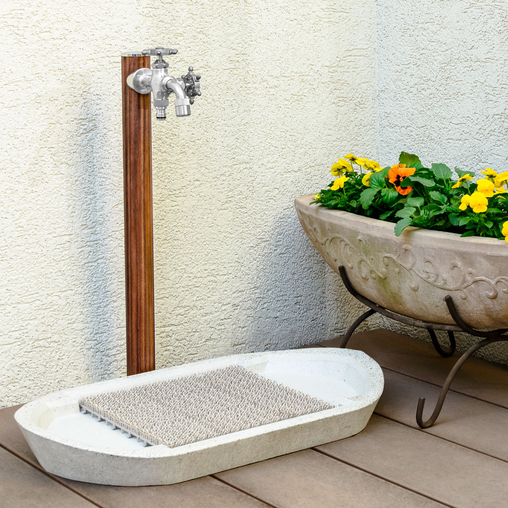 二口万能胴長水栓 ラダーハンドル メッキ 二口/三口水栓