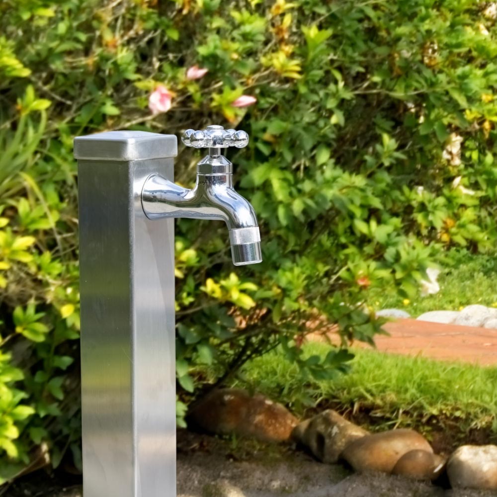 ステンレス水栓柱角型(60X900mm）｜スタイリッシュな立水栓｜全長60cm