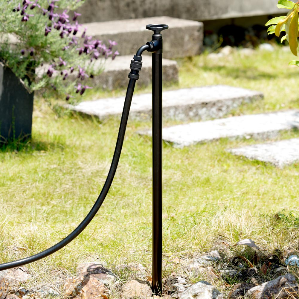 スプリンクルスリム3D バルブハンドル オールブラック ミニ水栓柱