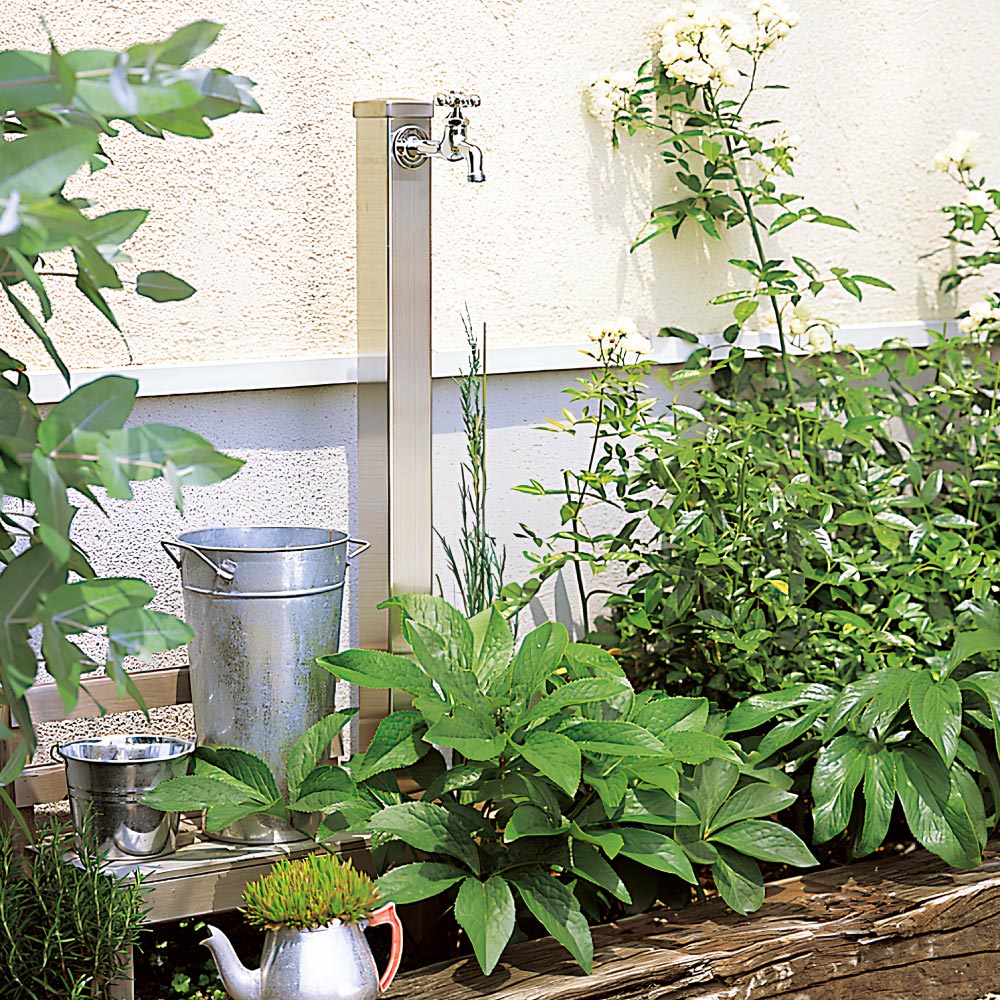 ステンレス水栓柱角型（60X1200mm）｜ シンプルモダンな立水栓｜全長