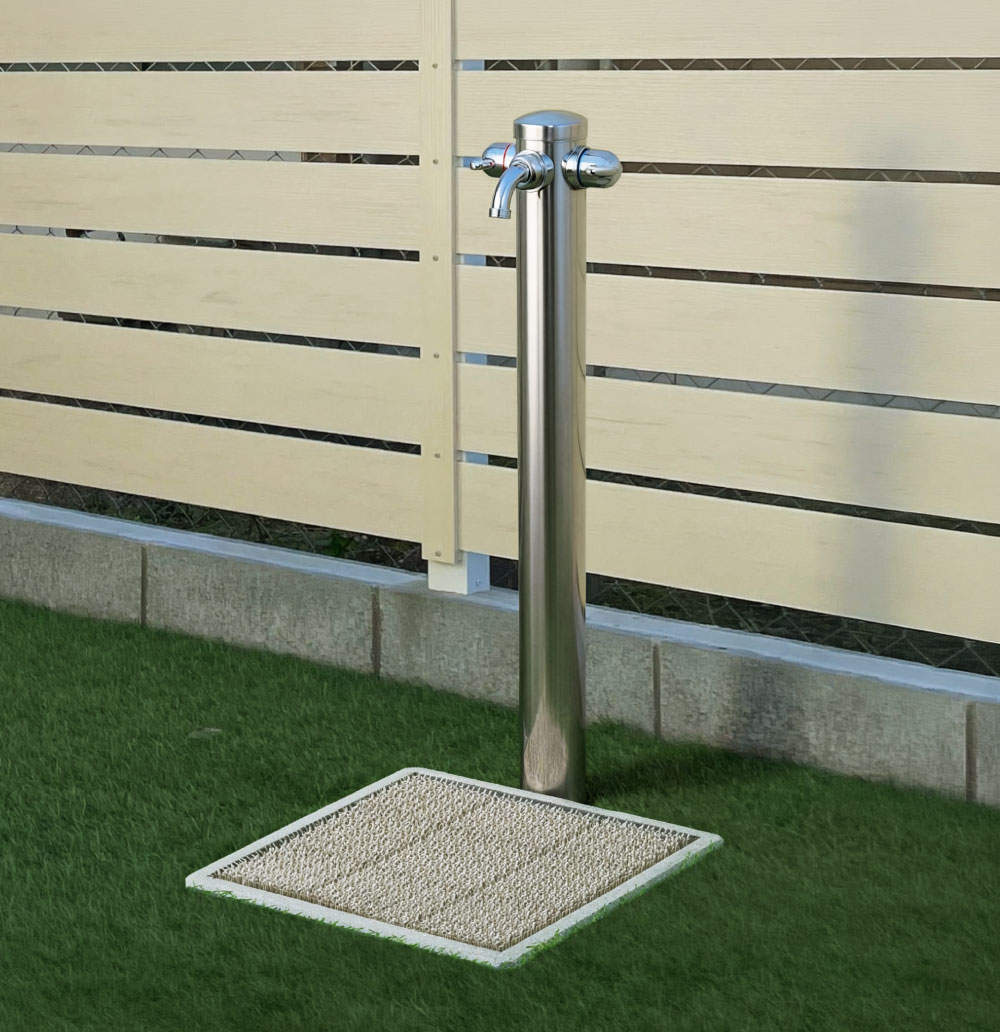 湯水混合水栓柱｜シンプルな混合立水栓 ステンレス製 屋外・ガーデン用