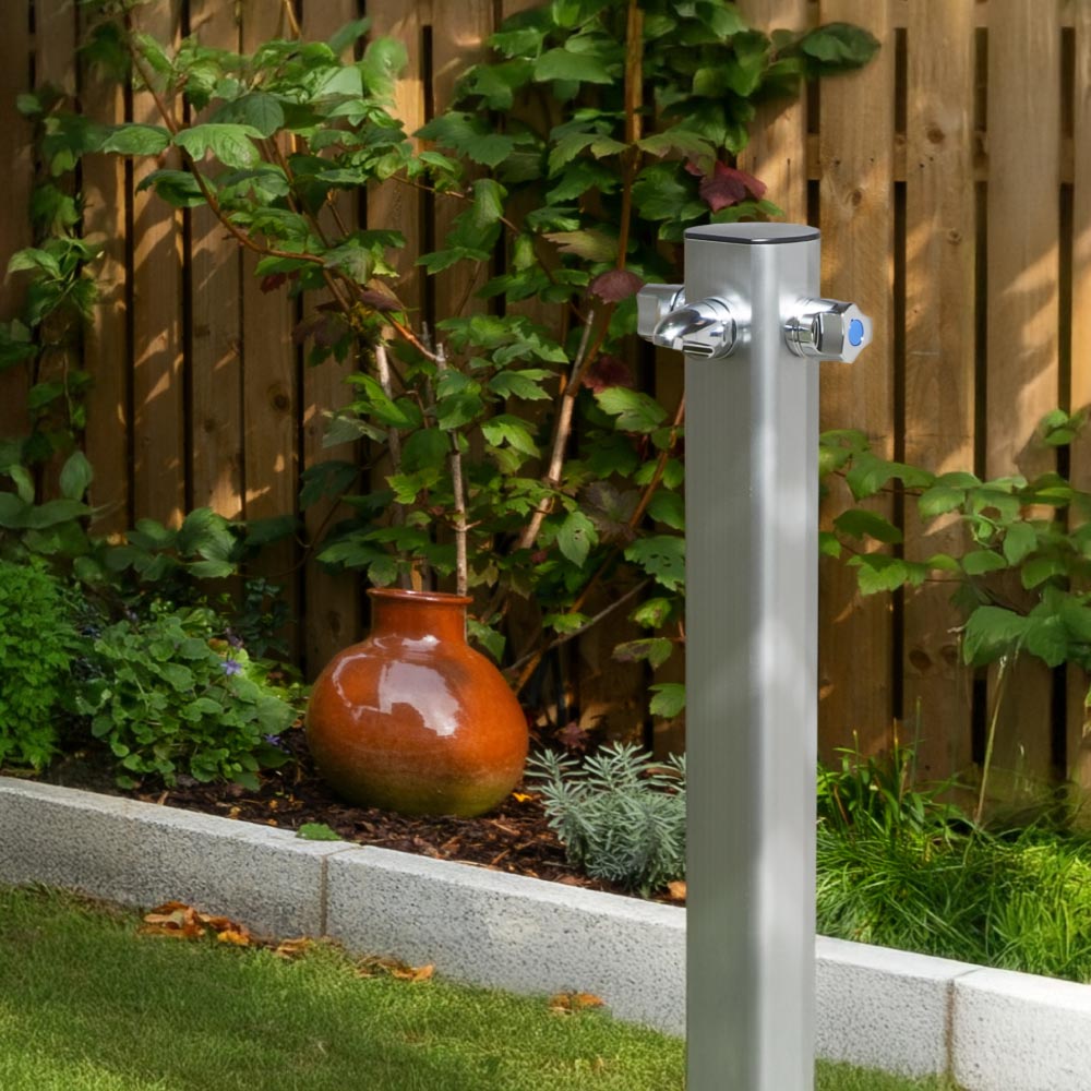 混合水栓柱 レゼーナ 1200mm｜シンプルな混合立水栓 ｜アルミ製 屋外