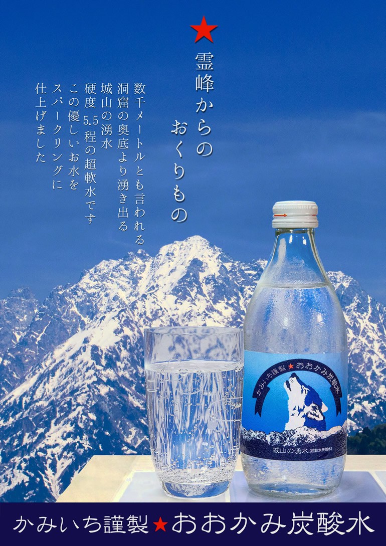 城山(じょうやま)の湧水　炭酸 350ml　グラスボトル　10本入り　超軟水の炭酸仕立て　(代引き不可、北海道と九州向けは追加送料税抜400円がかかります)