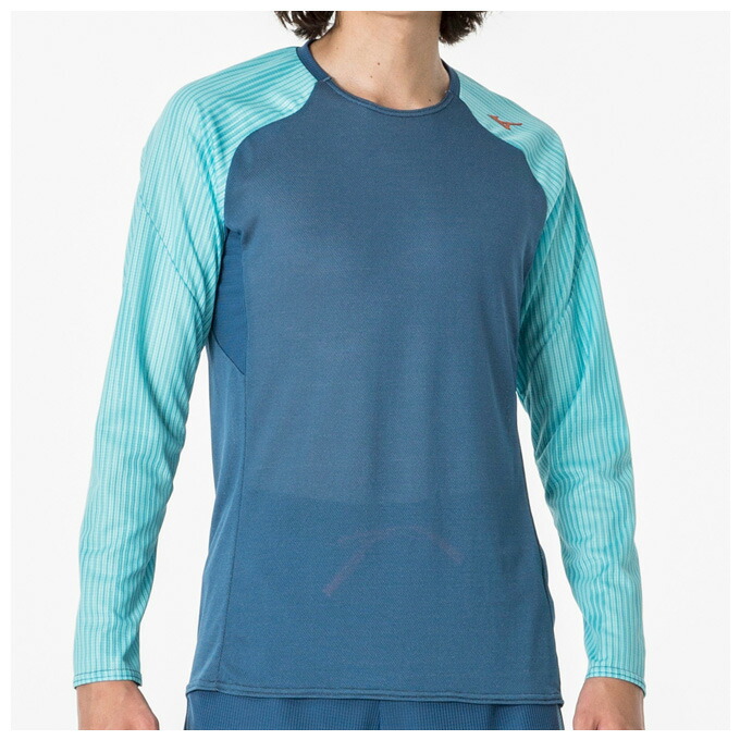 [ミズノ] トレーニングウェア ドライ長袖Tシャツ 吸汗速乾 32MAA029 メンズ ミズノ] トレーニングウェアドライエアロフローアイス 長袖 Tシャツ 接触冷感 高通気 32MAA031メンズ ミズノ公式 ナビドライTシャツ 長袖/丸首  ユニセックス ドレスネイビー×ホワイト