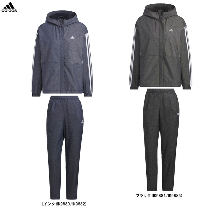 B新品 L アディダス adidas デニム風 ウーブン セットアップ 上下 紺 adidas（アディダス）デニム ウーブン ルーズフィット ウインド