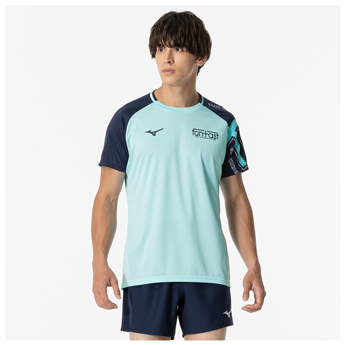 Mizuno バレーボールシャツ 2XL ブルー/2XLのみ】MIZUNO（ミズノ）限定 FUNTASTプラクティスシャツ