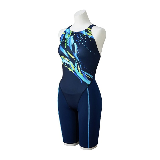 Mizuno 競泳用水着 青と黒 グラフィック　Ｓ MIZUNO（ミズノ）ST Graphic 競泳用ハーフスーツ(マスターズバック