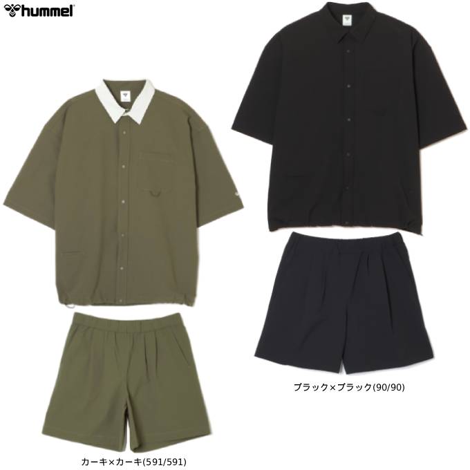 hummel（ヒュンメル）PLAY シアサッカー半袖フルボタンシャツ ハーフ