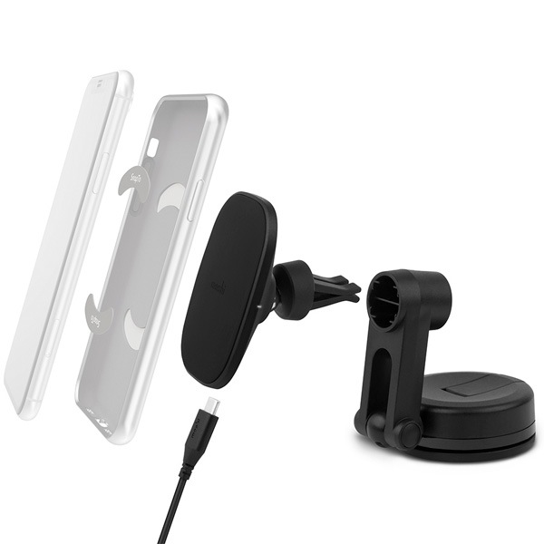 moshi SnapTo Universal Car Mount with Wireless Charging (Black)�ں߸˸¤꽪λ��