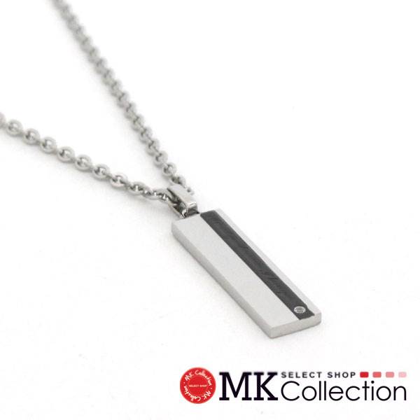 ライオンハート ネックレス メンズ 正規品 LION HEART アクセサリー LH-1 PAIR LINE ペアライン プレートネックレス シルバー×ブラック 04N121SM |ブランド一覧|MK