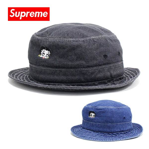 正規品　Supreme バケットハット　帽子 パンチング加工　デニム　ブルー シュプリーム バケットハット メンズ レディース Supreme 帽子