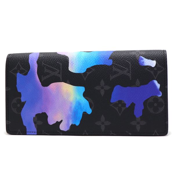 ギフトラッピング無料 ルイヴィトン 二つ折り長財布 メンズ LOUIS VUITTON Wallet ポルトフォイユ・ブラザ NM ブラック×ブルー M81752|ブランド一覧|MKcollectio