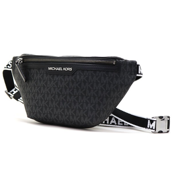美品 マイケルコース ✨️ レザー ウエストバッグ ボディバッグ 黒✕ゴールド Michael Kors マイケルコース ロングショルダー ショルダー