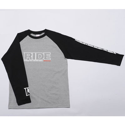 漫画 東本昌平RIDE ロゴ 長袖 Tシャツ ブラックとグレー