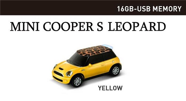 オートドライブ USBメモリー 16GB MINI クーパーS レパード イエロー