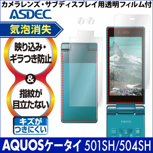 【AQUOSケータイ / SoftBank 501SH & Y!mobile 504SH 用】ノングレア画面保護フィルム3