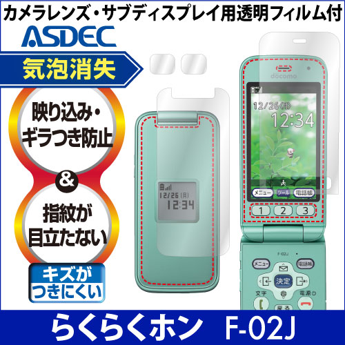 【らくらくホン F-02J 用】 ノングレア画面保護フィルム3