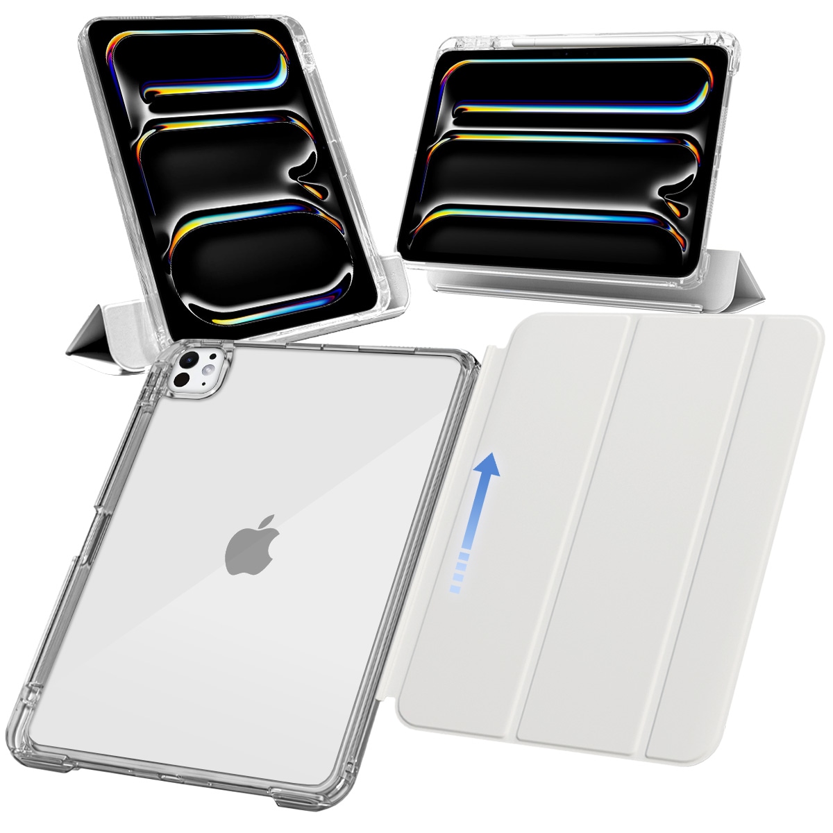 Apple M4 iPad Pro 11インチ スペースグレー ケースセット iPad Pro 11インチ ケース M4 2024 用 ペン収納 取り外し可能 軽量 耐