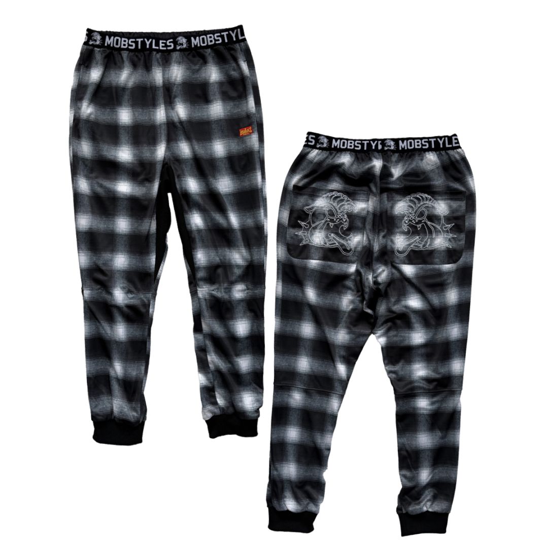 SKINNY MOSH PANTS OMBRE CHECK BLK