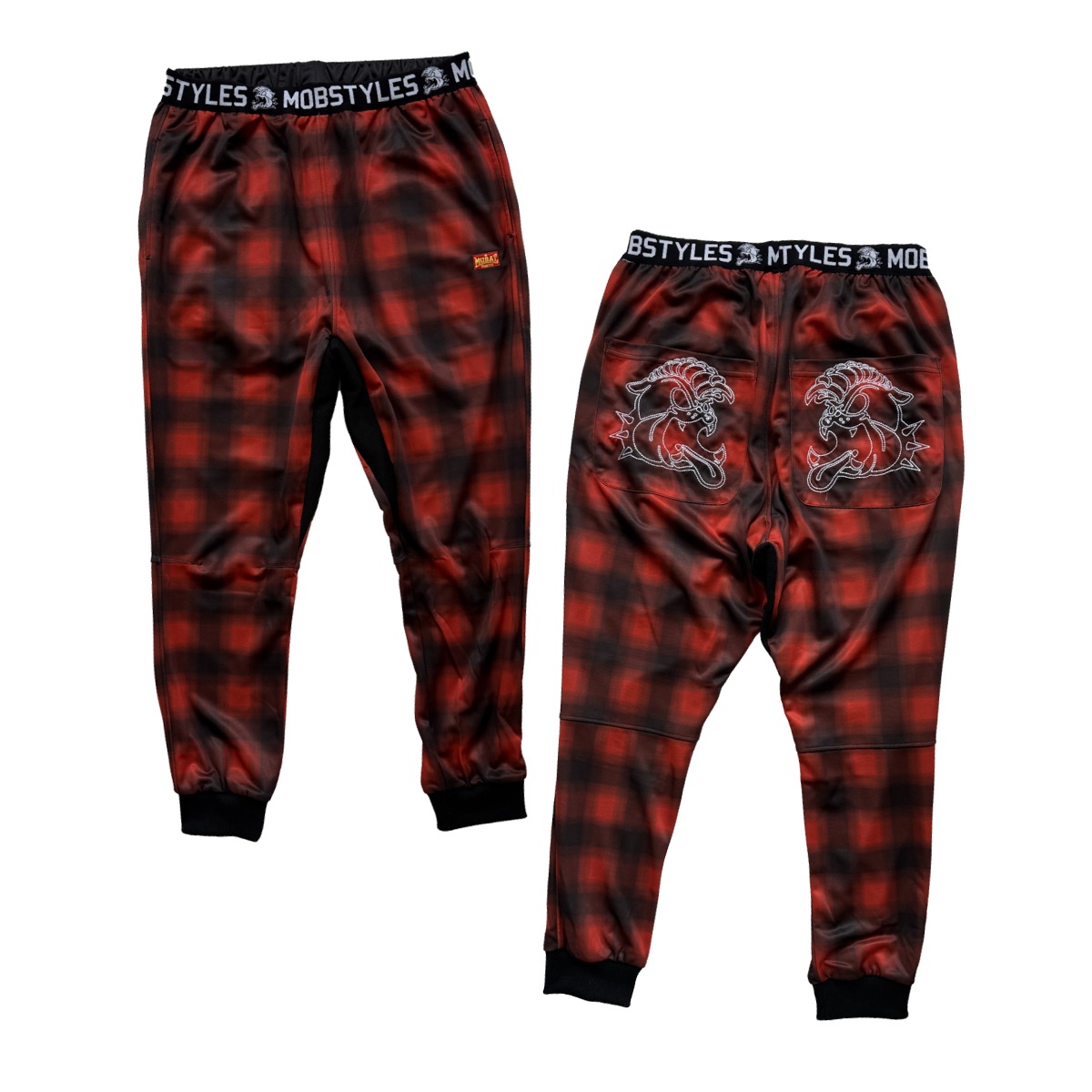 SKINNY MOSH PANTS OMBRE CHECK RED