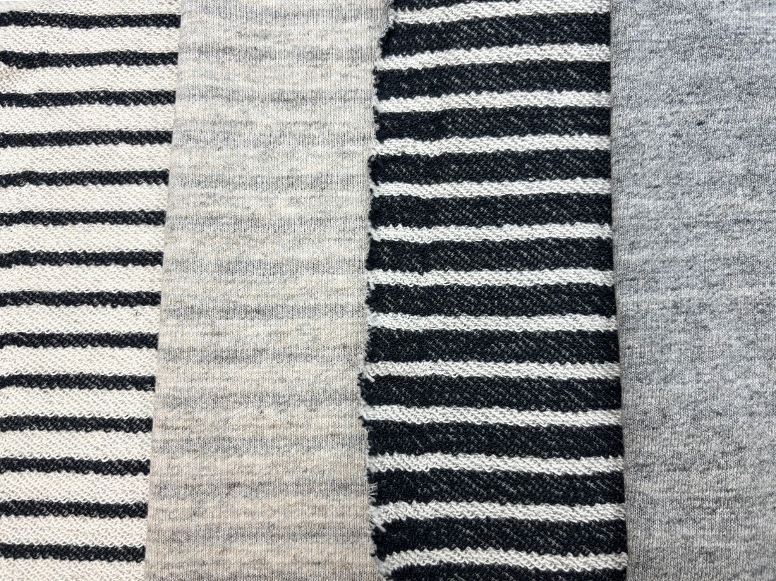 24/粗挽きMIX杢裏ボーダー裏毛ニット グレー | 裏毛 | オリジナル