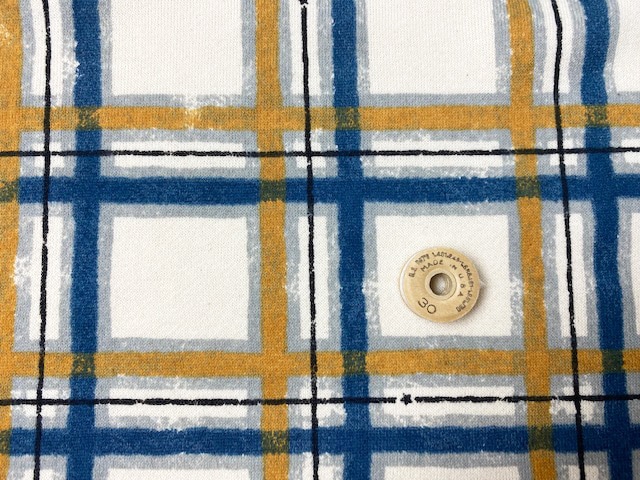 40/10裏毛ニットフェイデッドチェック柄ブルーマスタード | 全ての