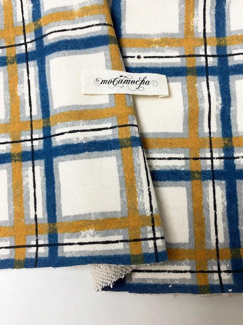 40/10裏毛ニットフェイデッドチェック柄ブルーマスタード | 全ての