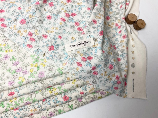 パン柄　裏毛ニット 24/-CM裏毛ニット花とみつばち柄 バイオレット | 全てのアイテム