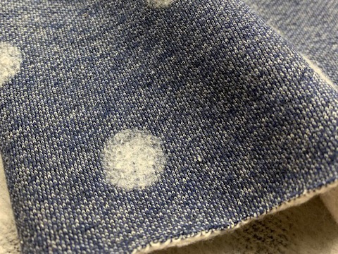 30/10裏毛フワフワ起毛ニードルパンチ ドット柄 ネイビー | 全ての