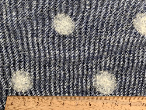 30/10裏毛フワフワ起毛ニードルパンチ ドット柄 ネイビー | 全ての