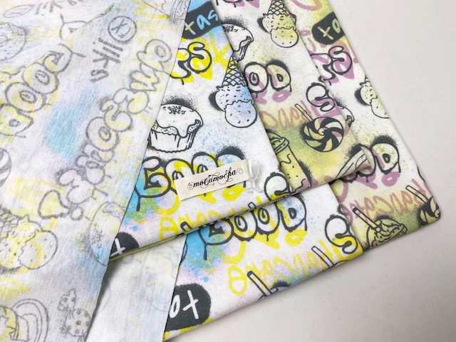 40/コーマスムースニット スイーツグラフィティ柄オフ×サイダーポップ