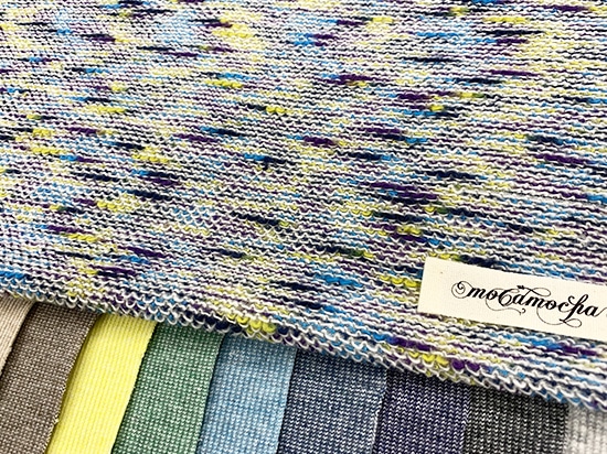 MIX HAPPY裏毛 グレー杢×ブルー | mocamocha | オリジナルニット生地の