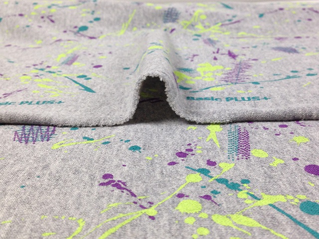 オリジナル30/20TOP杢裏毛ニット グレー杢 スプラッシュステッチ柄