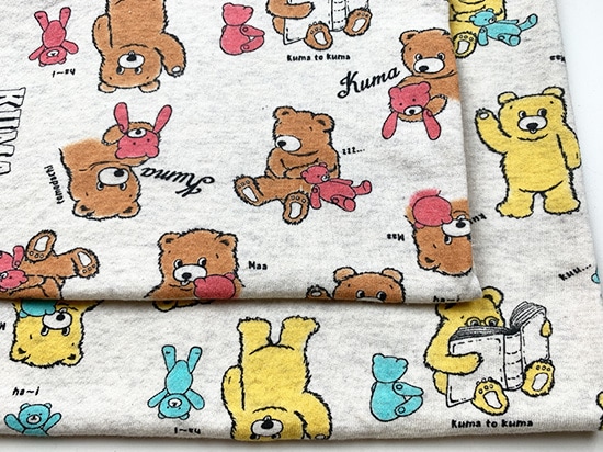 オリジナル30/20TOP杢裏毛ニット kuma&kuma柄 オートミール杢 ブラウン