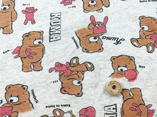 オリジナル30/20TOP杢裏毛ニット kuma&kuma柄 オートミール杢 ブラウン