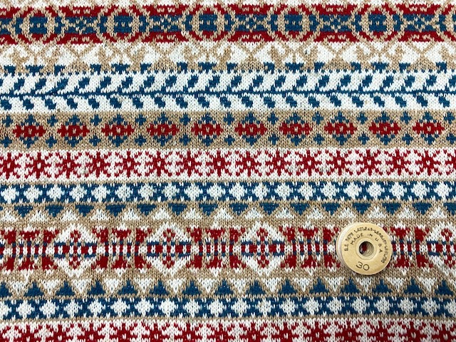 フェアアイルリーフ柄ジャガードニット レッドジーンズ2 | 全ての