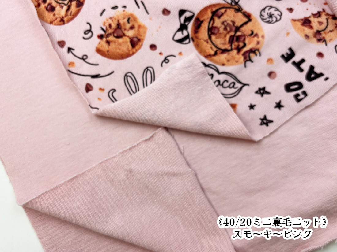 40/20ミニ裏毛ニット チョコチップパレード柄 ストロベリー