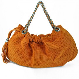 在庫一掃セール イタリア バッグ・インポート バッグ BECATO スエードメッシュバッグ　オレンジ|イタリアバッグ