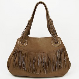 在庫一掃セール イタリア バッグ・インポート バッグ  Aleanto フリンジトートバッグ（高級ナッパレザー・本革）　ブラウン|イタリアバッグ