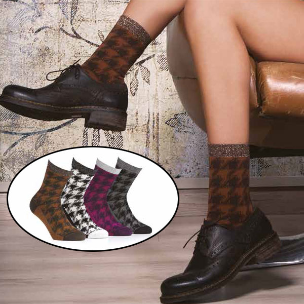 インポートソックス BUGIE 1119 千鳥柄ラメソックス 3色