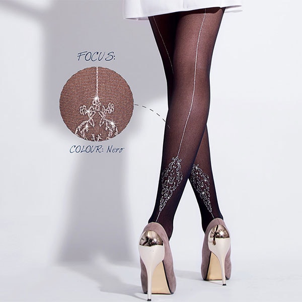 柄ストッキング DONNA BC RIHANNA ラメ柄ストッキング 黒 柄 ストッキング