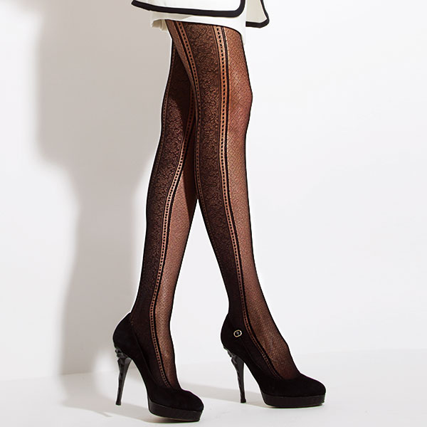 柄ストッキング DONNA BC DORIS 切替柄ストッキング 黒