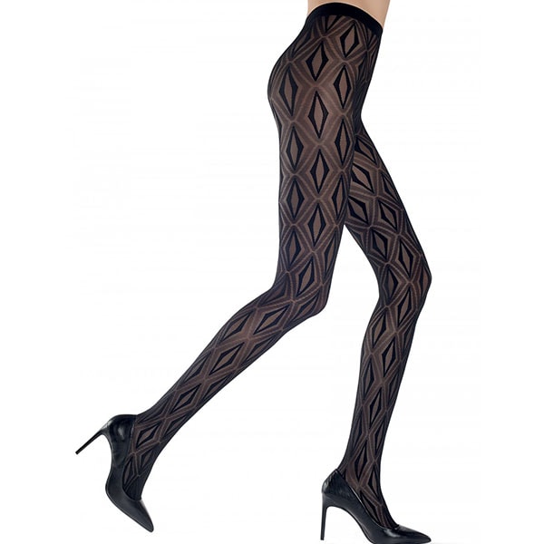 インポート 柄ストッキング OROBLU STACY ジオメトリック柄ストッキング　黒