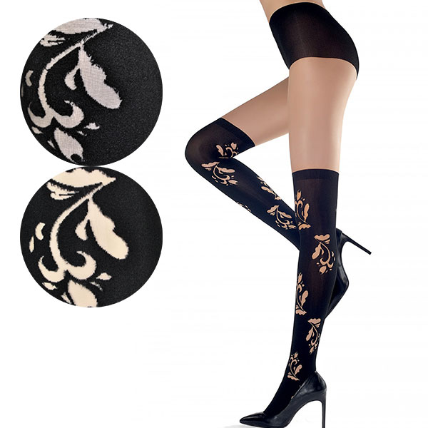 インポート 柄タイツ OROBLU TAYLOR オーバーニー切替柄タイツ　2色