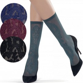 インポート ソックス OROBLU ROXANA ダマスクス柄ロングソックス　3色|OROBLU|ブランド別・ストッキングブランド