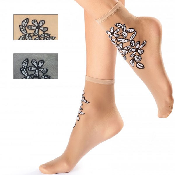 イタリア インポート 高級ブランド 柄ソックス OROBLU DAISY 花柄ソックス 2色