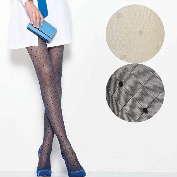 イタリア インポート 柄ストッキング SANPELLEGRINO MARACUJA　ジオメトリック柄ストッキング　2色