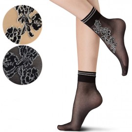 イタリア インポート 高級ブランド 柄ソックス OROBLU GARDENIA 刺繍柄ソックス 2色|OROBLU|ブランド別・ストッキングブランド