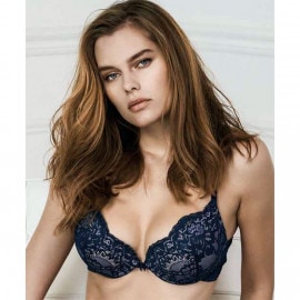 イタリアインポートランジェリー LORMAR ATELIER レースプッシュアップブラ　ブルー|LORMAR|ブランド別・ランジェリー、水着ブランド