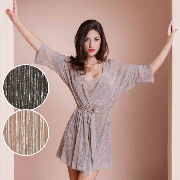 イタリアインポートランジェリー LOVE AND BRA 39052 ラメキモノローブ（ナイトガウン） 2色